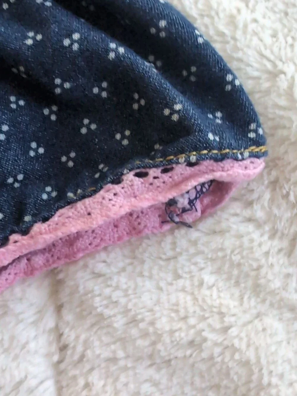 U.S. Polo Assn. Navy Blue Polka-Dot Denim Dress with Pink Logo Accent